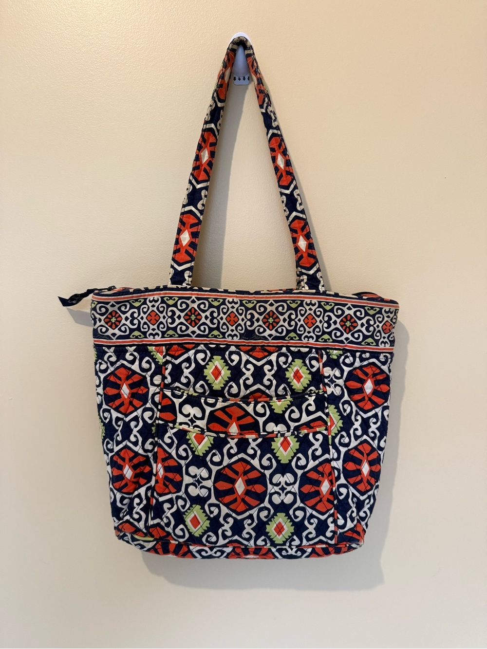 Vera Bradley Navy, Orange & Lime Quilted Tote